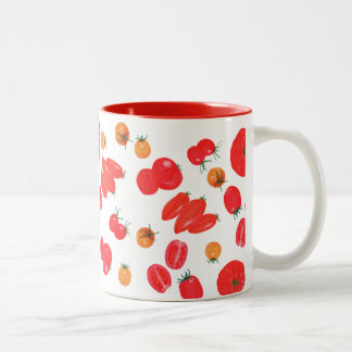 Yellow and Red Tomato Coloured Pencil Drawing Two-Tone Coffee Mug