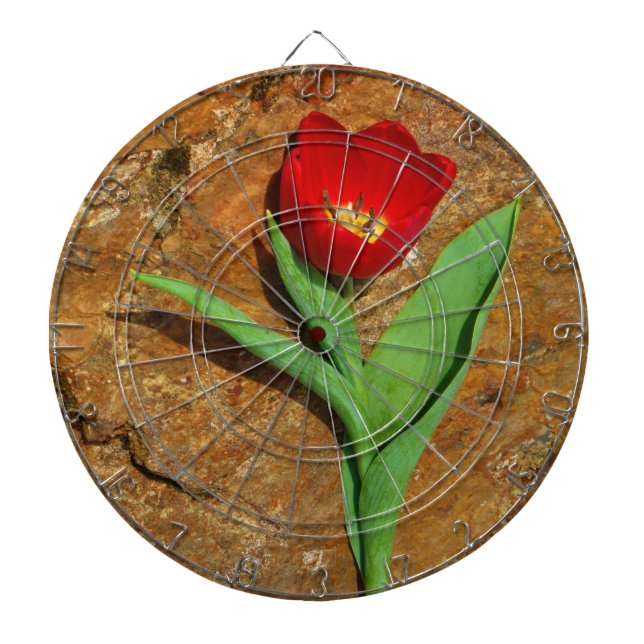 Yellow and Red Tulip Dartboard (Front)