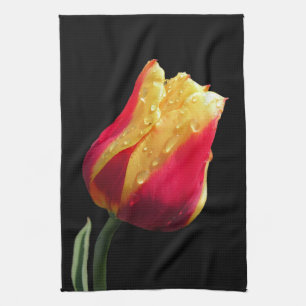 Yellow And Red Tulip Kitchen Towel