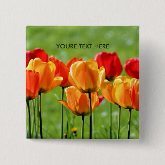 Yellow And Red Tulips 2 Inch Square Button