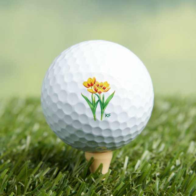 Yellow And Red Tulips With Text Golf Balls (Insitu Tee)