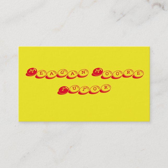 Yellow and Red Tutor Business Card (Front)
