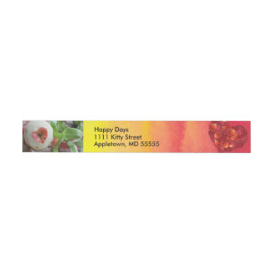 Yellow and Red Watercolor with two photos Wraparound Address Label