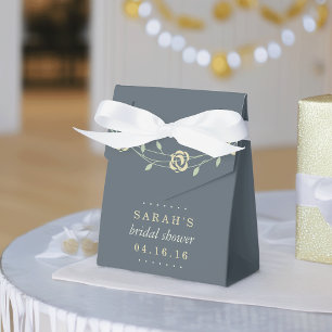 Yellow and Sage Green Floral Wreath Bridal Shower Favor Box