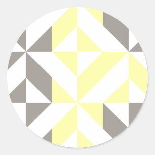 Yellow and Silver Geometric ZigZag Classic Round Sticker