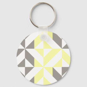 Yellow and Silver Geometric ZigZag Keychain