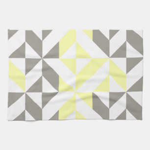 Yellow and Silver Geometric ZigZag Kitchen Towel