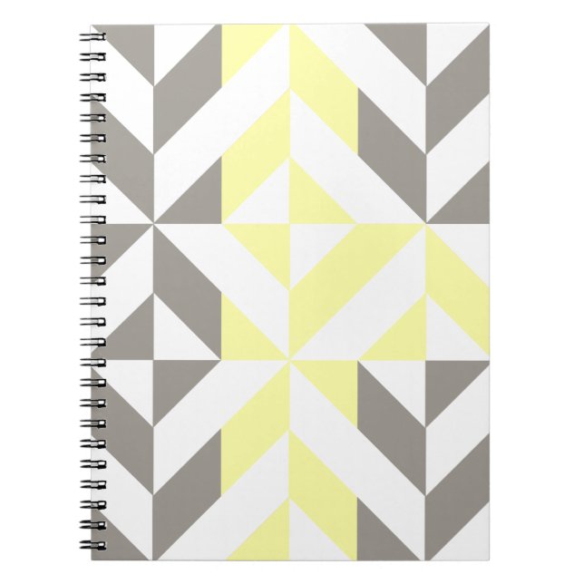 Yellow and Silver Geometric ZigZag Notebook (Front)