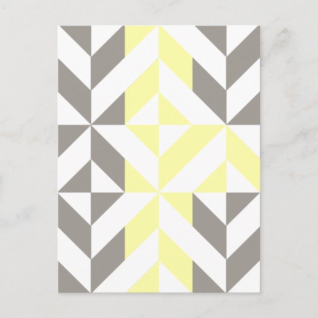 Yellow and Silver Geometric ZigZag Postcard (Front)