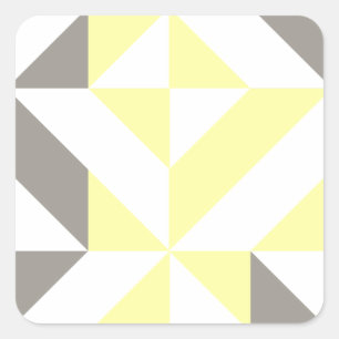 Yellow and Silver Geometric ZigZag Square Sticker