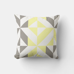 Yellow and Silver Geometric ZigZag Throw Pillow