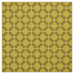 Yellow and Silver Grey Flower Pattern Fabric