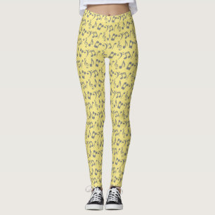 Yellow and Silver Music Notes Leggings