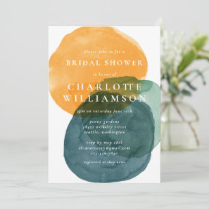 Yellow and Teal Abstract Watercolor Bridal Shower  Invitation