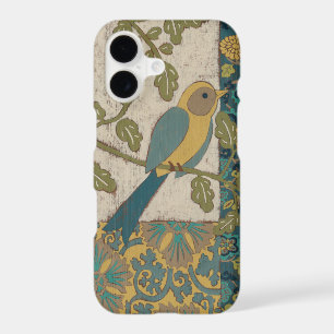 Yellow and Teal Blue Bird Perched on a  Branch