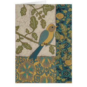 Yellow and Teal Blue Bird Perched on a  Branch