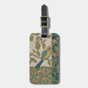 Yellow and Teal Blue Bird Perched on a  Branch Luggage Tag