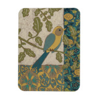 Yellow and Teal Blue Bird Perched on a  Branch
