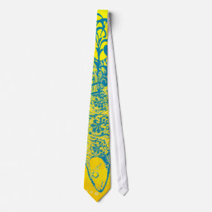 Yellow and Teal Fish with Patterns Tie