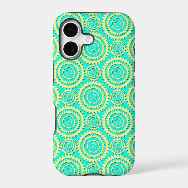 Yellow and Turquoise Geometric Circles Pattern (Back)