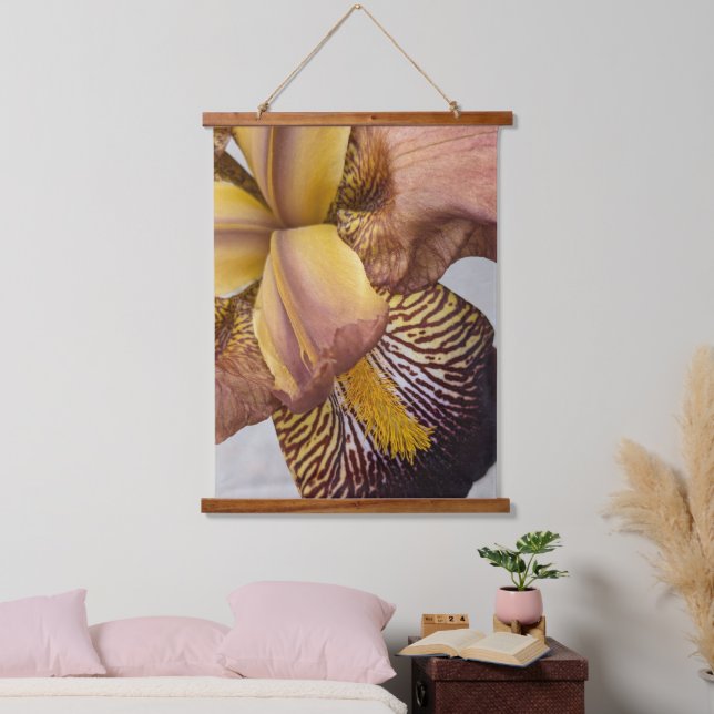 Yellow and Violet Bearded Iris Floral Hanging Tapestry (Bedroom)