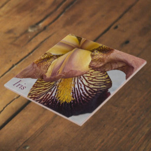 Yellow and Violet Beardless Iris Floral Tile