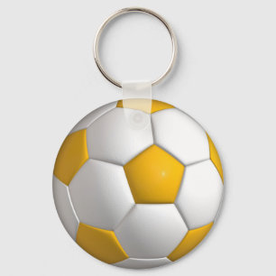 Yellow and white ball keychain