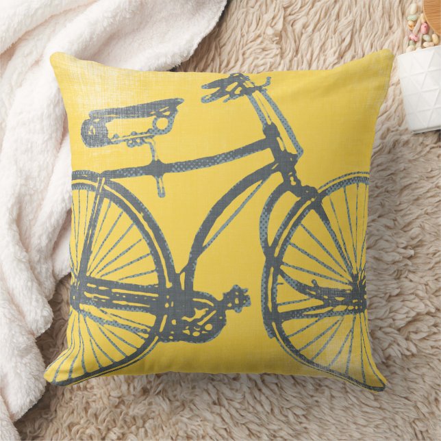Yellow and White Bicycle Pillow (Blanket)