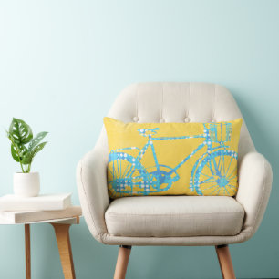 Yellow and White Bicycle Pillow