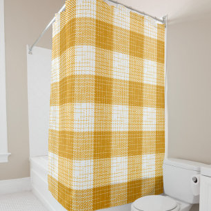 Yellow and White Bold Checkered Plaid Design