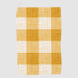 Yellow and White Bold Checkered Plaid Design  Golf Towel