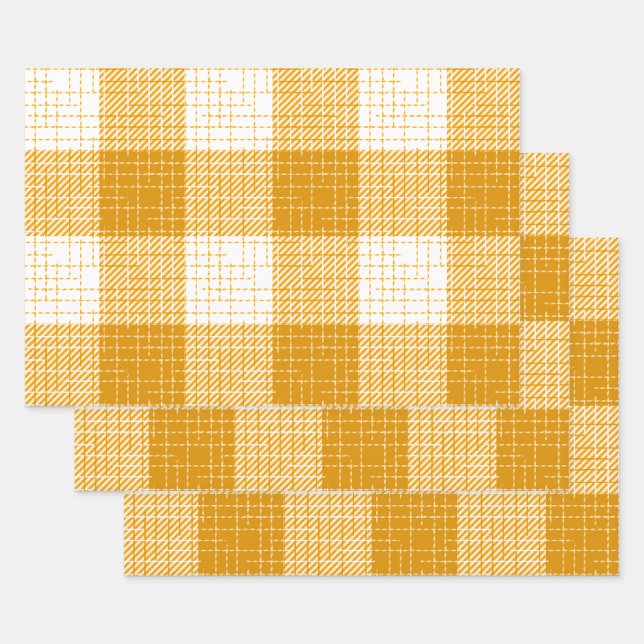 Yellow and White Bold Checkered Plaid Design  Wrapping Paper Sheet (Creator Uploaded)