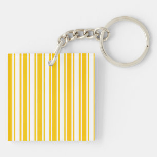 Yellow and white candy stripes keychain
