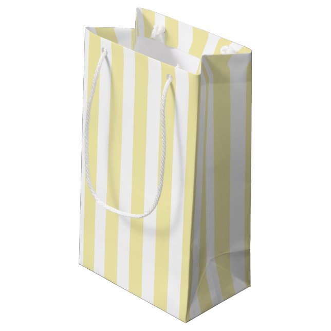 Yellow and white candy stripes small gift bag (Back Angled)