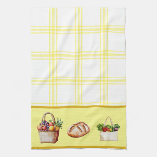 Yellow and white check cozy kitchen towel