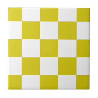 Yellow and White Chequerboard Tile