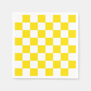 Yellow and White Chequered Board Pattern Napkin