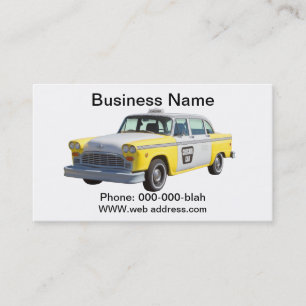 Yellow and White Chequered Taxi Cab Business Card