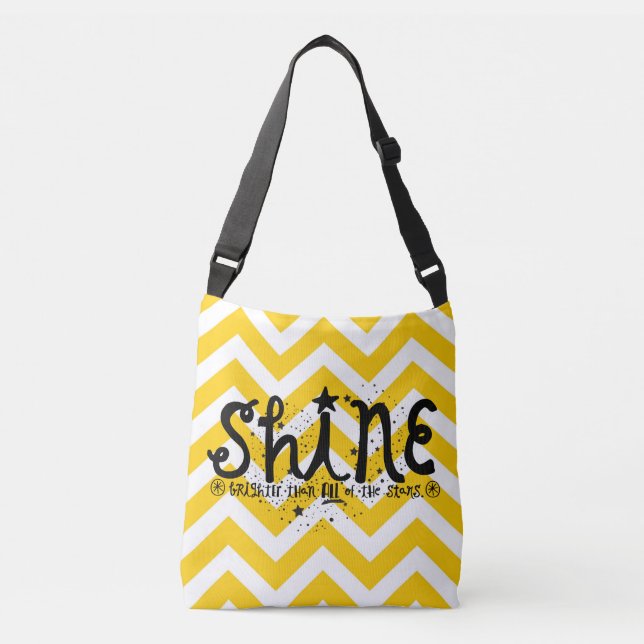 Yellow and White Chevron Stripe Cool Quote Bag (Front)