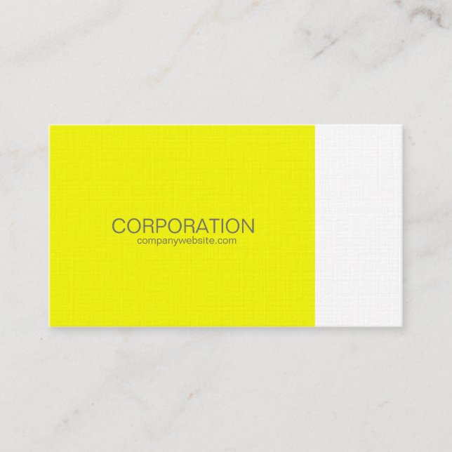 Yellow and white classy business card (Front)