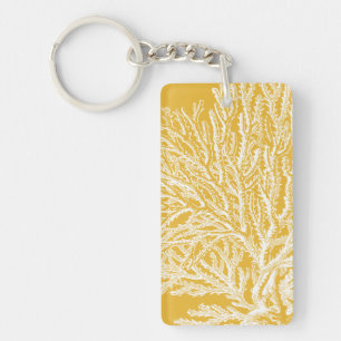 Yellow and White Coral Keychain