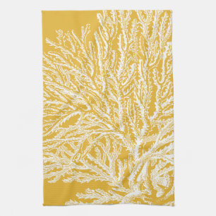 Yellow and White Coral Kitchen Towel