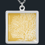 Yellow and White Coral Silver Plated Necklace<br><div class="desc">Get this modern piece of artwork today with a vibrant yellow background. This piece of art contains a silhouette,  translucent coral that is very sharp and vivid. It's a contemporary art piece that will be perfect for any type of nautical theme you are trying to go for.</div>