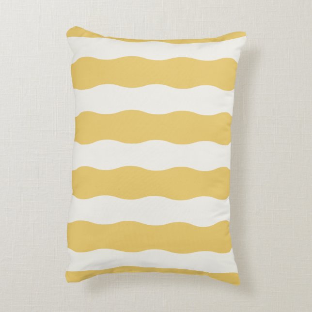 Yellow and white Cozy Accent Pillow (Back(Vertical))