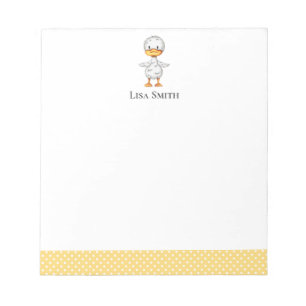 Yellow and White Cute Duckling Personalized  Notepad