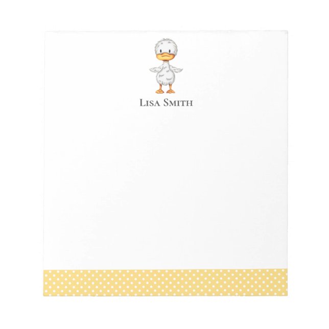 Yellow and White Cute Duckling Personalized  Notepad (Front)
