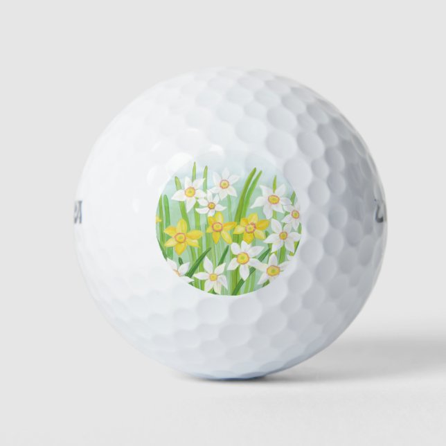 Yellow and White Daffodils in Spring  Golf Balls (Front)