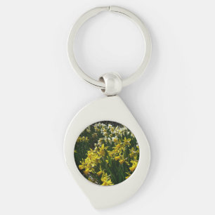 Yellow and White Daffodils Spring Flowers Keychain