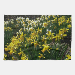 Yellow and White Daffodils Spring Flowers Kitchen Towel