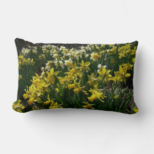 Yellow and White Daffodils Spring Flowers Lumbar Pillow